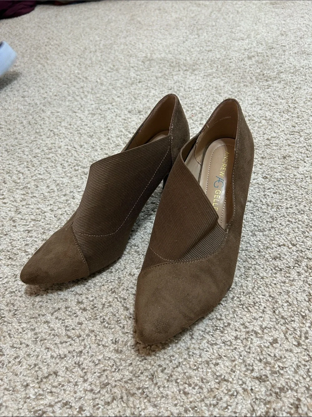 Andrew Geller Brown Suede Pointed-Toe Heel Pumps